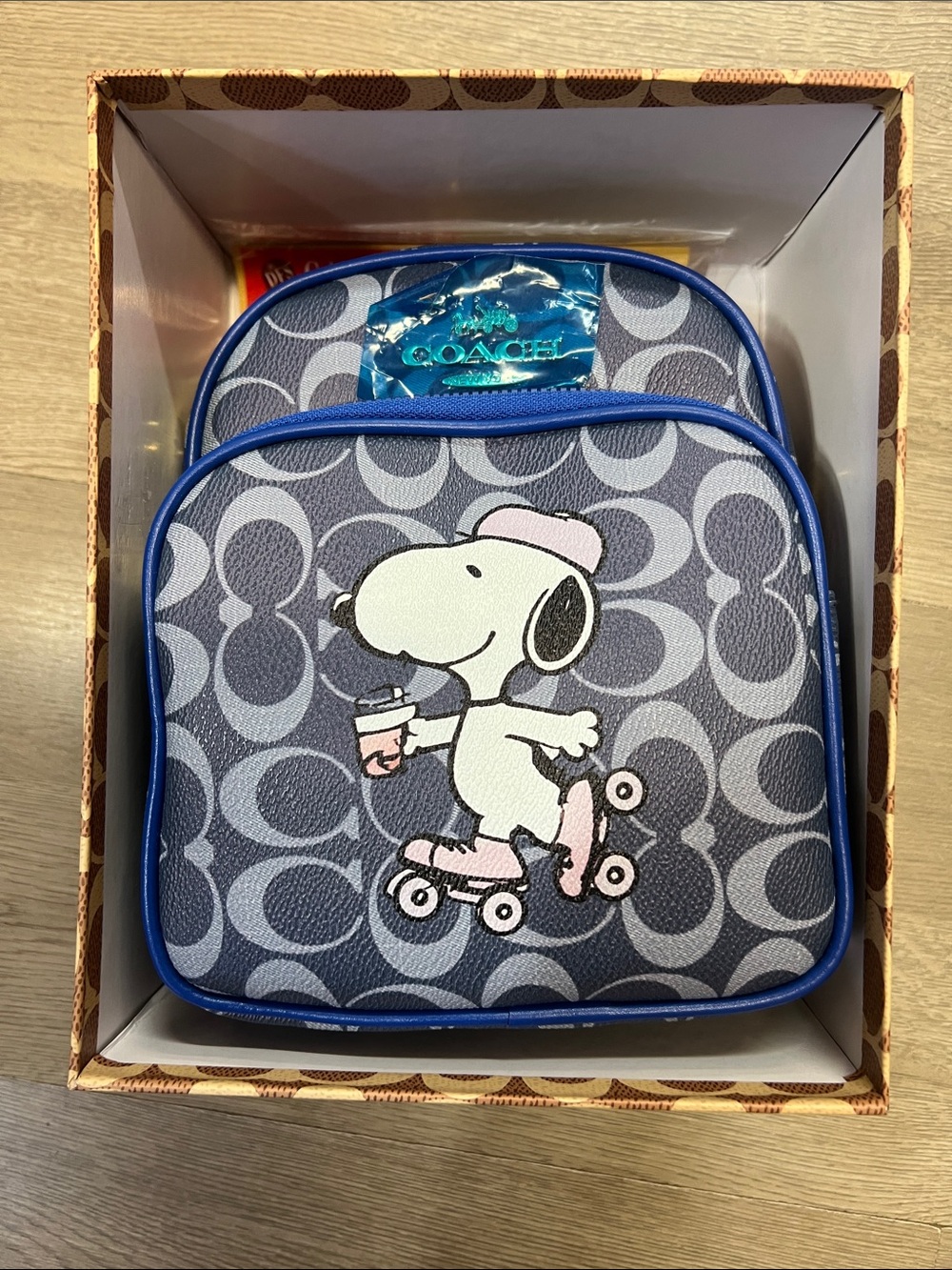 Coach Kids Blue Signature Snoopy Roller Skate Mini Backpack